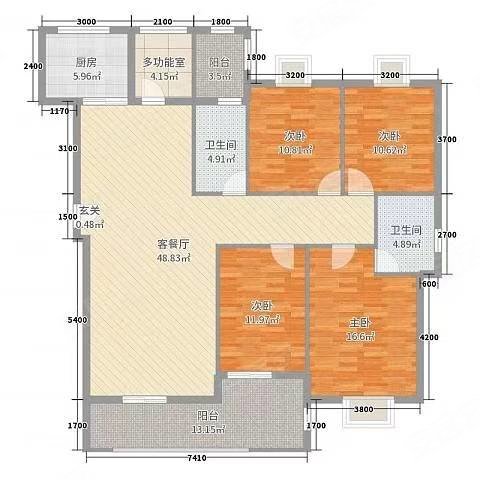 格兰小城4室2厅2卫117㎡南北65万