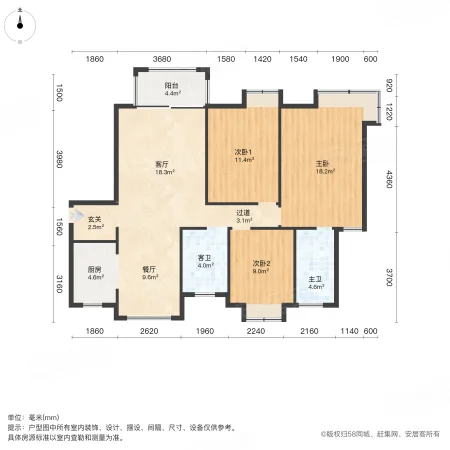 联发君领朝阳3室2厅2卫125㎡南220万