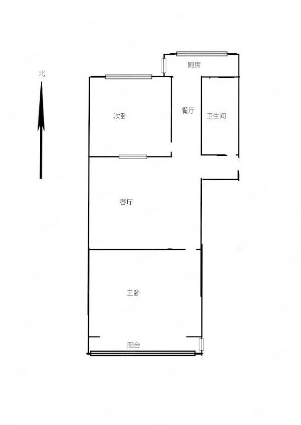 大型小区2室2厅1卫80㎡南北45万