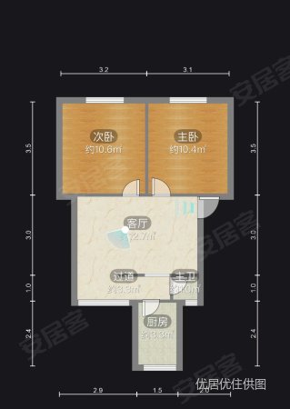 瓦窑西路1巷2-2号住宅楼2室1厅1卫57㎡南北19.6万