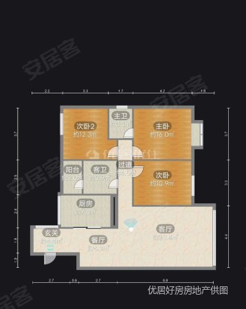 蓝湾国际D区帝景湾(商住楼)3室2厅2卫117㎡南北67.8万