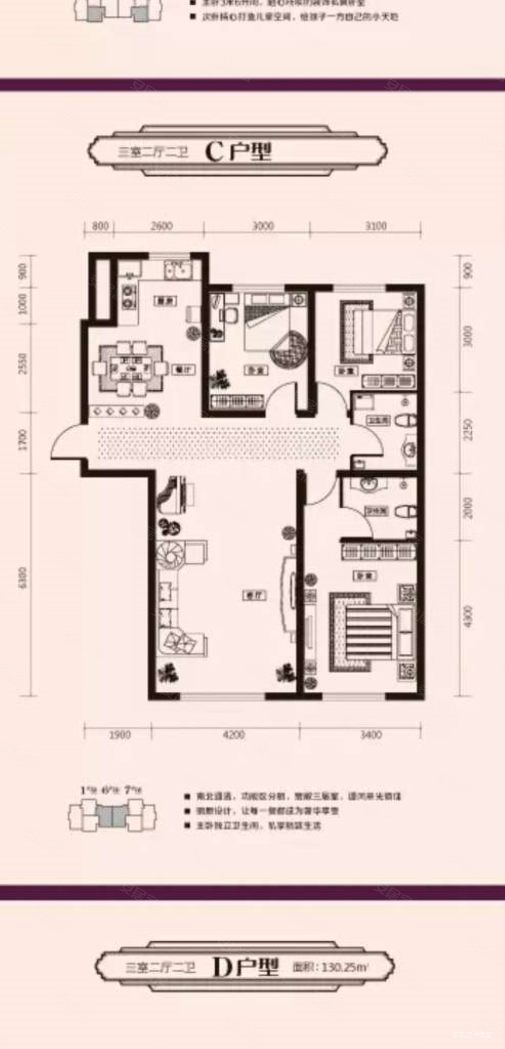 万华小区(D区)3室2厅2卫130㎡南北128万