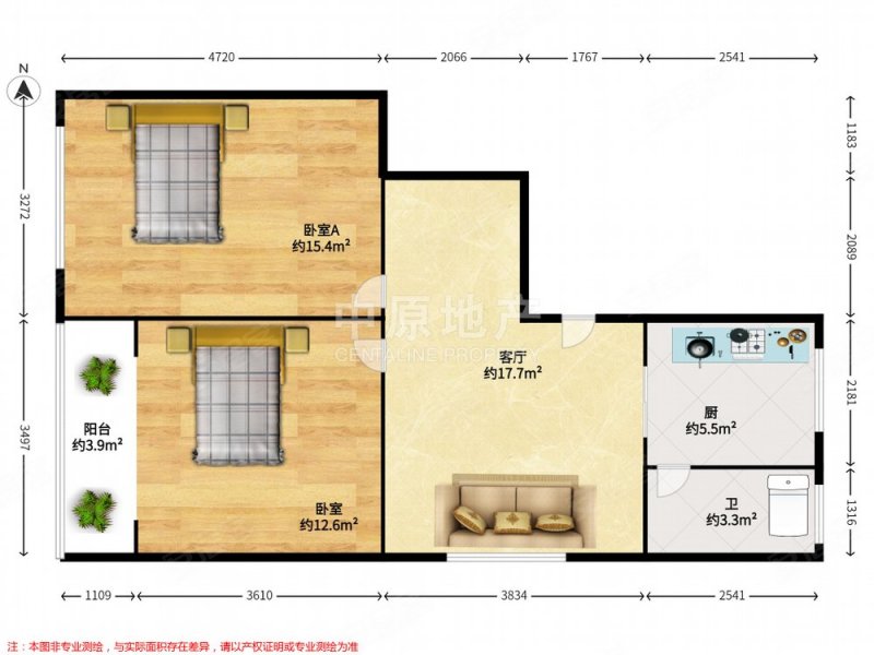 同济公寓2室1厅1卫77.34㎡南298万