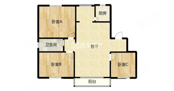 河畔花城3室2厅1卫127.5㎡南北130万