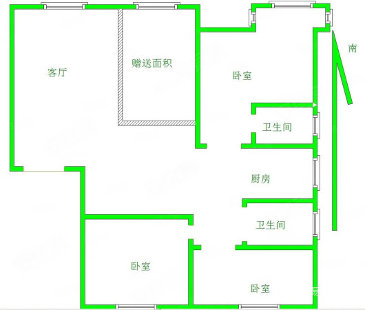 地王花园3室1厅2卫136㎡南北98万