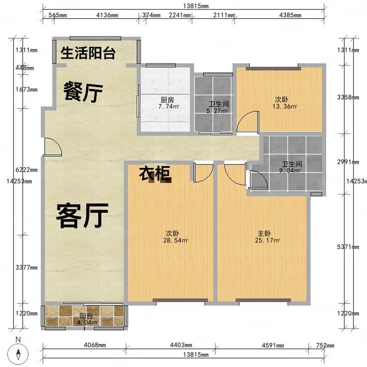 棕榈湾花园3室2厅2卫149.99㎡南北315万