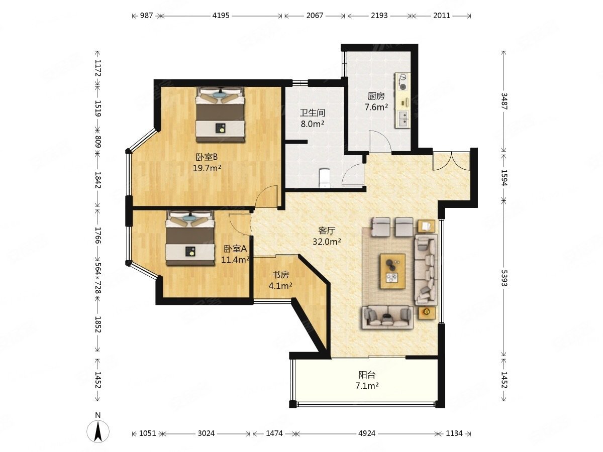 实房 蓝村路新都花园高区 南北通透户型3t2户,新都花园二手房,1150万