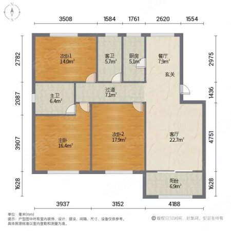 泰华城大益华府西苑3室2厅2卫131㎡南120万