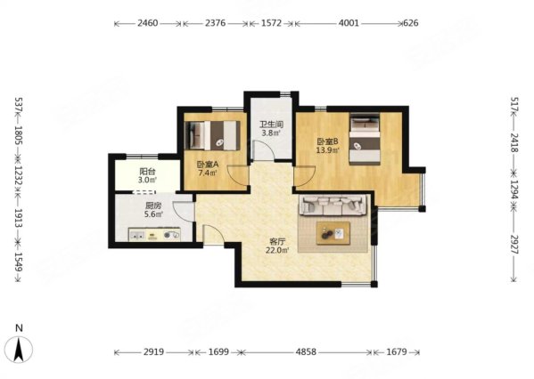 福雅花园2室1厅1卫76㎡南92万