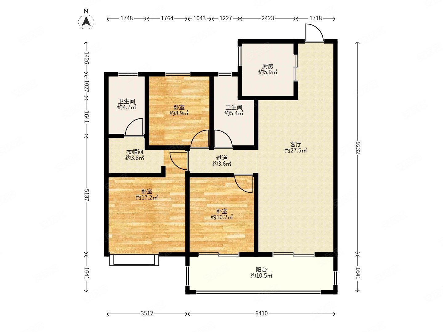 万达旁地铁口美的国宾府3房2卫洋房后全天采光房东诚售