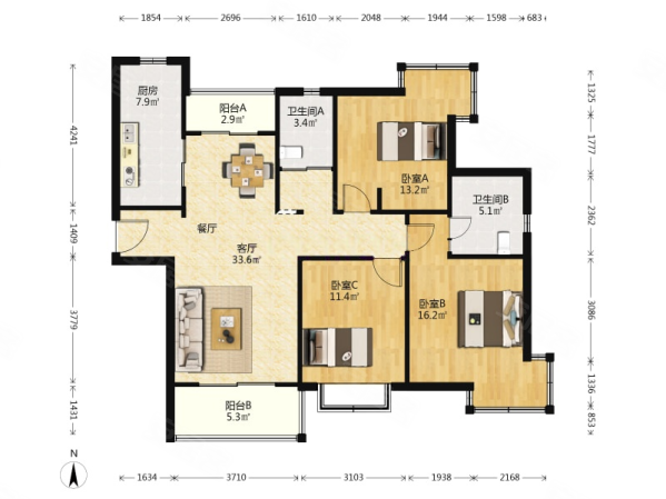 板式南北直通,全屋 豪装全送,接受长期置换,大华颐和华城(公寓住宅)