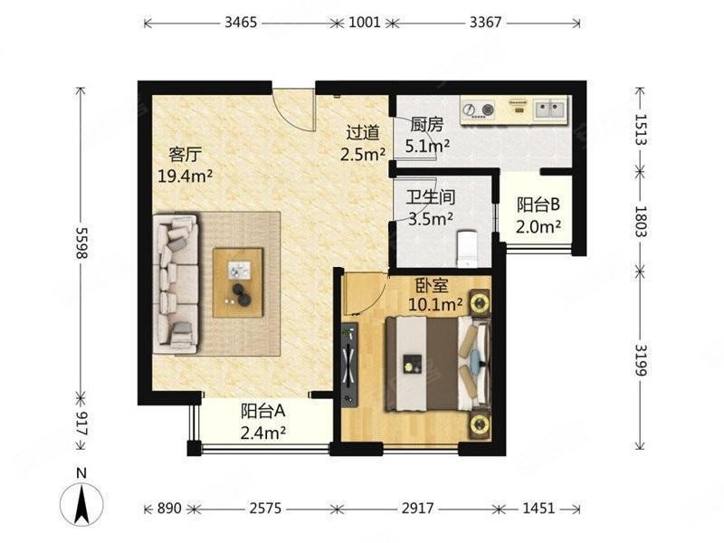 枣园尚城 近地铁 电梯房一居室 能做两居
