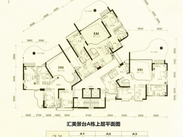 广州海珠滨江东汇美景台高层望江 中空复式 6米楼高 6房三主套 视野