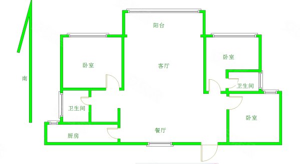 中央公园3室2厅2卫113㎡南北86万