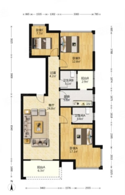 3号线地铁口 96个房东直接卖 税费低 精装修 交通方便,百郦锦城二手房