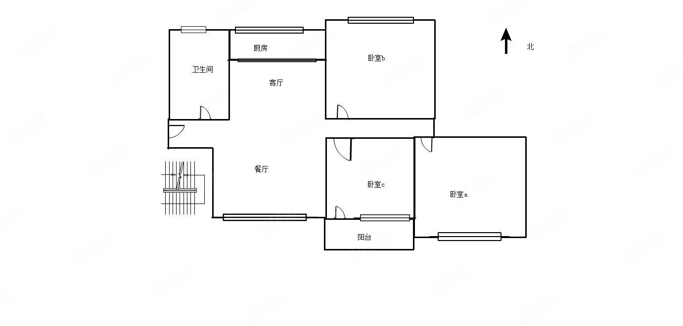 西北麻安置楼3室2厅1卫101㎡南北55万