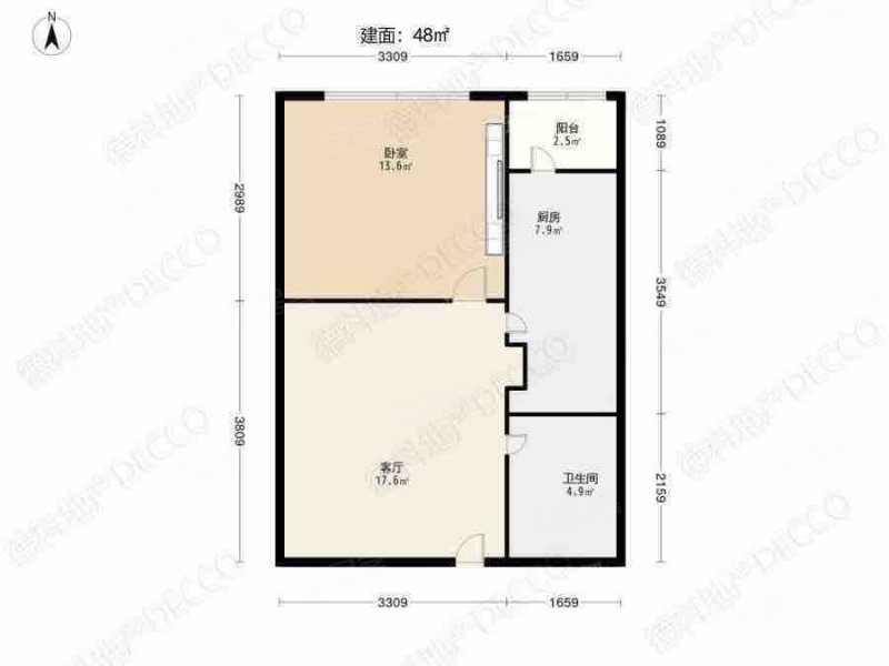 美力大厦2室2厅1卫58㎡南78万