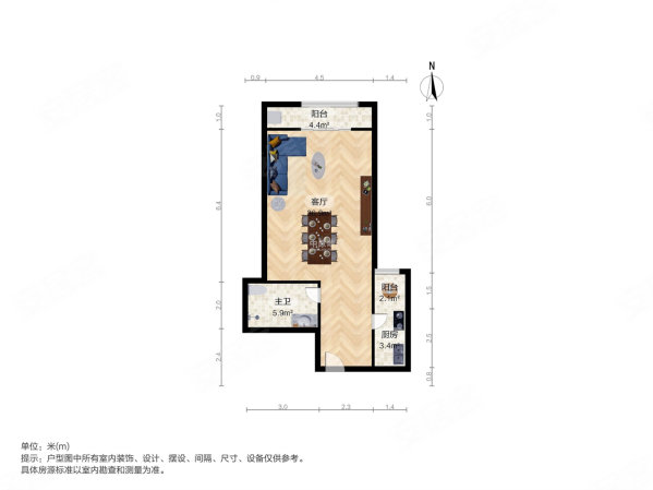 蜂鸟家园1室0厅1卫49.87㎡北600万