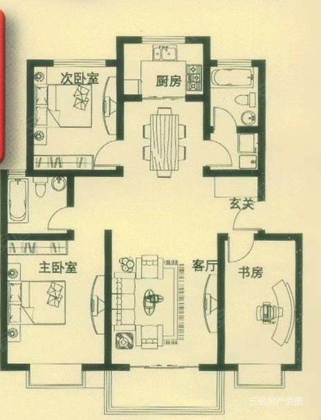 恒佳花苑3室2厅2卫127㎡南北138万