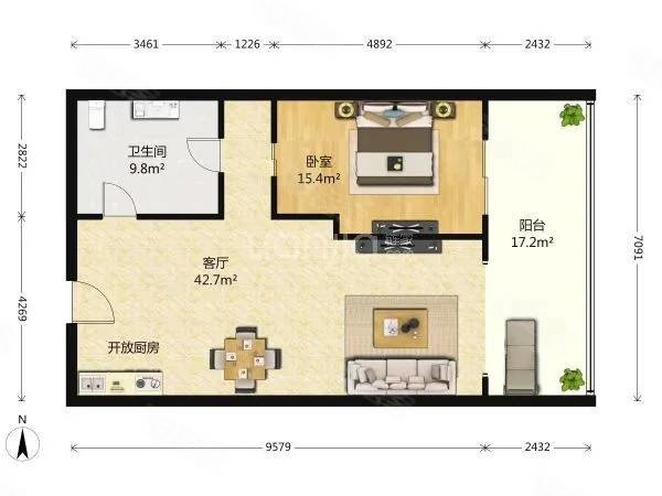 首创禧瑞都1室1厅1卫108.56㎡东1010万