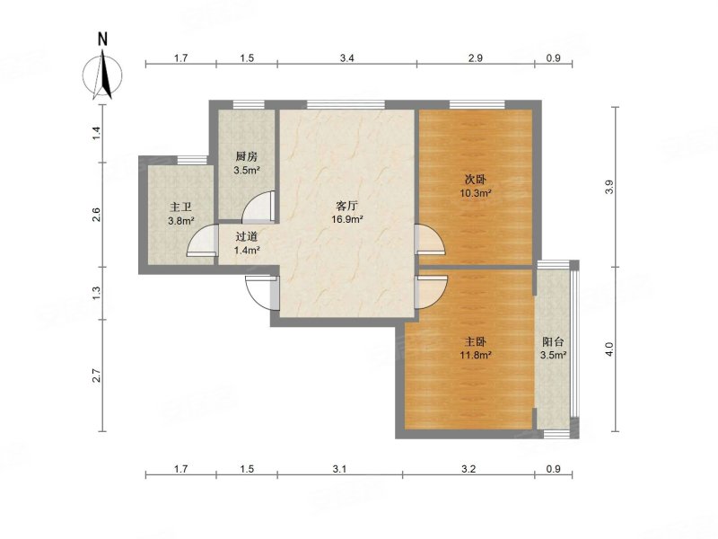 绿家小区2室1厅1卫78.72㎡南北61.5万