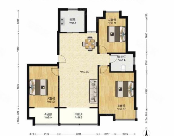 龙凤嘉园(一期)3室2厅1卫115.65㎡南北195万