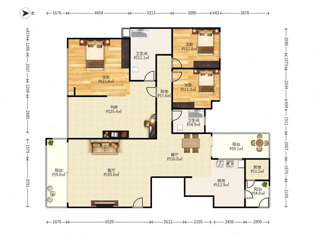浅水湾花园 高层南北通透4房 客厅带双阳台 业主自住看房方便