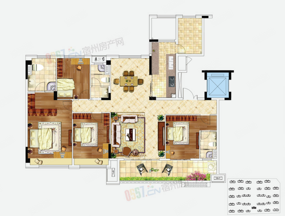 汴河小镇瑞丰苑4室2厅2卫139.7㎡南北145万