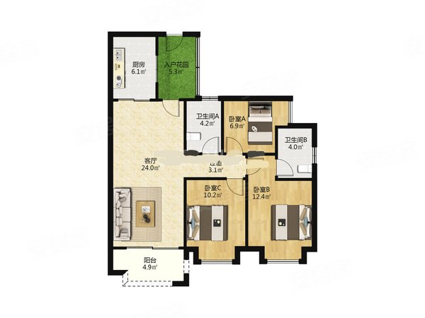 【多图】实地常春藤(四期),永和开发区租房,实地常春藤(四期) 3室2厅2