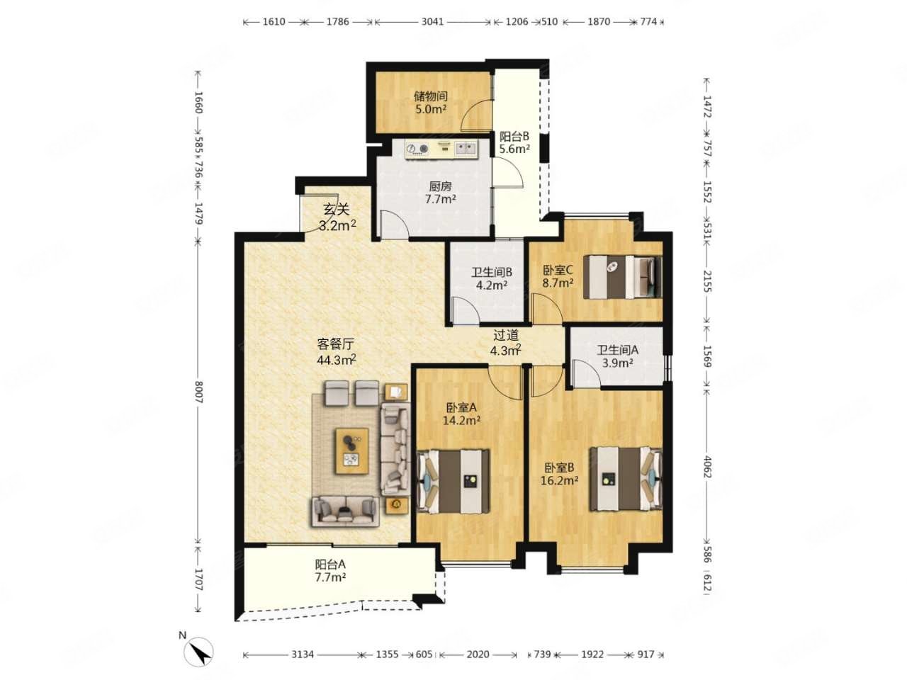 保利花园3房142方品质小区繁华地段近地铁