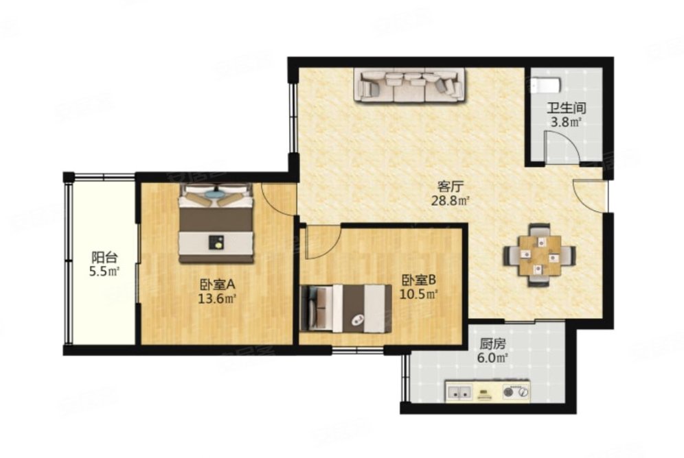 曲江澜山2室2厅1卫92.95㎡南北89.8万