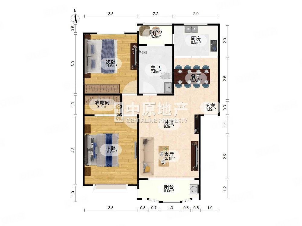 双喜家园2室2厅1卫92.7㎡南北780万