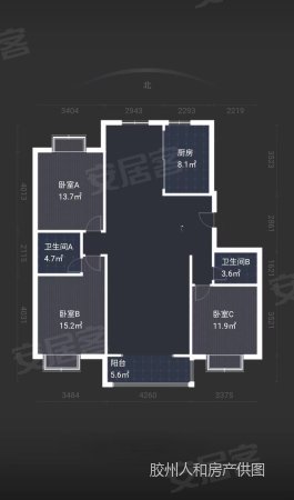 御花园3室2厅2卫155.24㎡南北160万