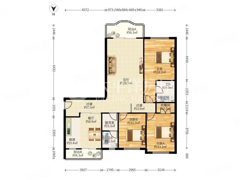 望族苑3室2厅2卫146.98㎡南北828万