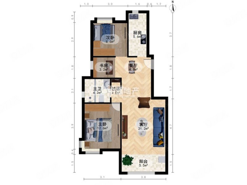 金隅悦城秀悦园2室1厅1卫94㎡南北135万