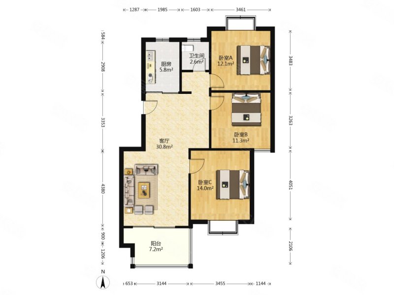 学仕风华苑 正南朝向 小三房 产权清晰 满五