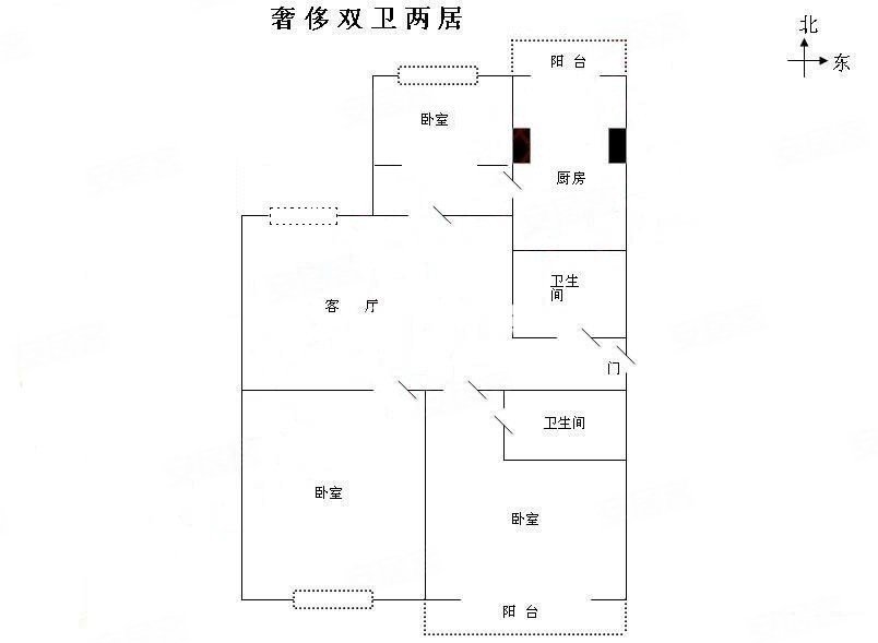 双阳南区2室2厅2卫106.41㎡南北175万