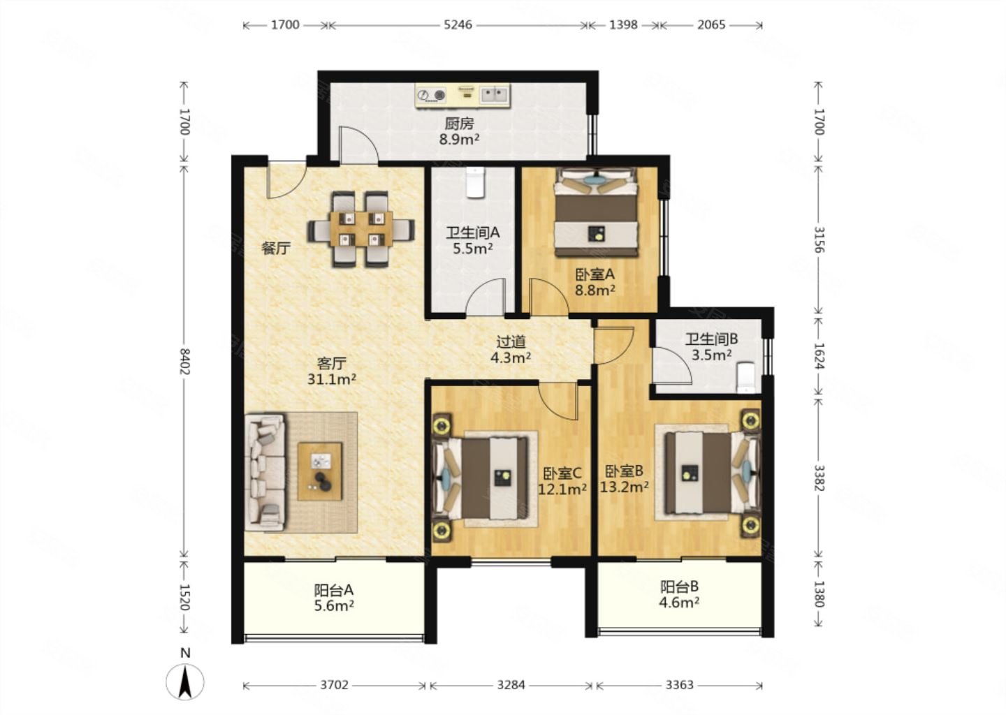 旭景兴园临地铁装修好板楼南北通透双卫小区绿化高