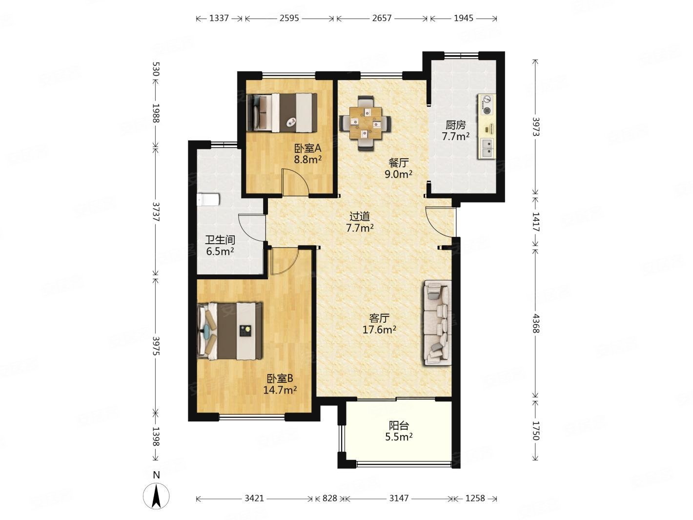 双地铁左邻右里电梯两房户型没毛病满五年看房随时急