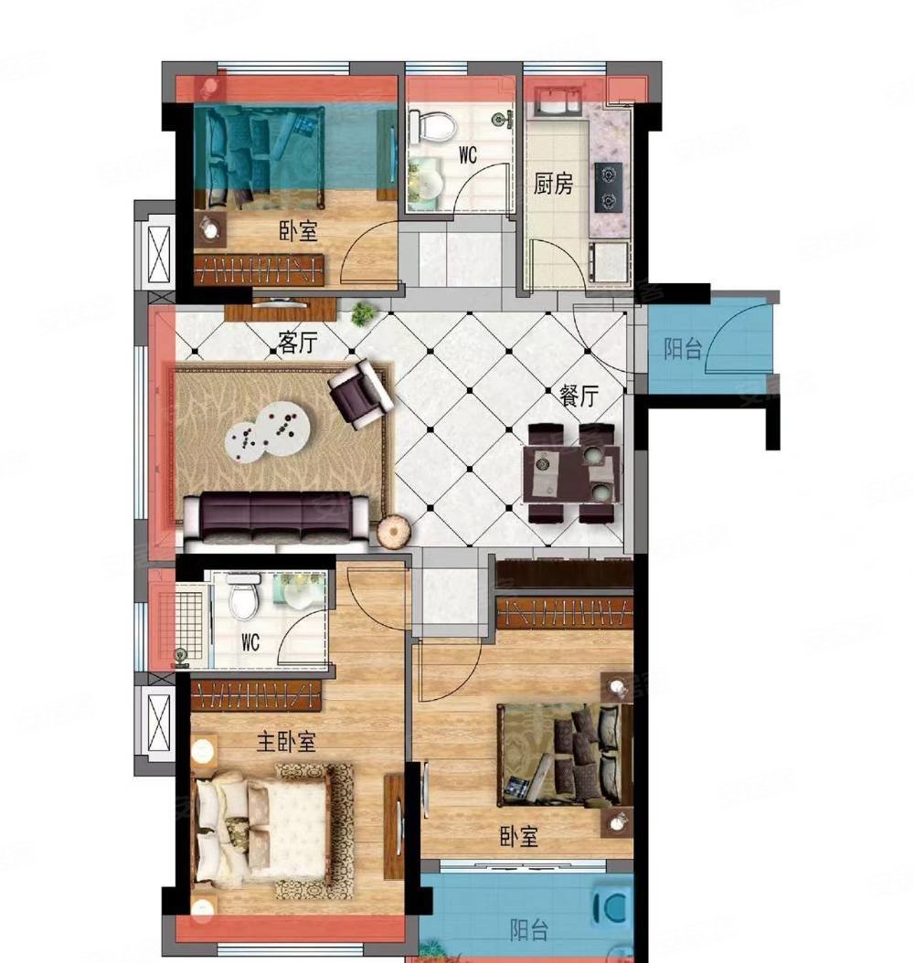 全明户型采光好带书包免费用滨江正荣府