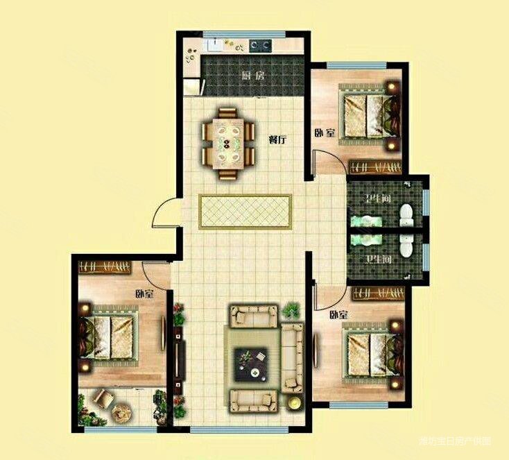 h户型好住又便宜,青云国际城二手房,69万,3室2厅,2卫,143.