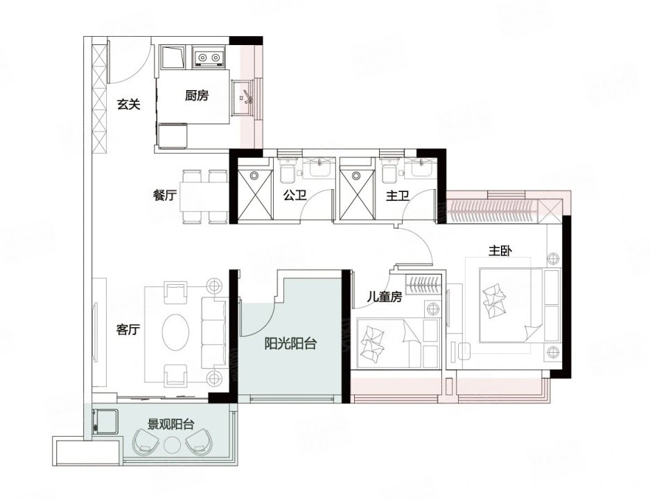 城发榕华里3室2厅2卫88㎡南86万