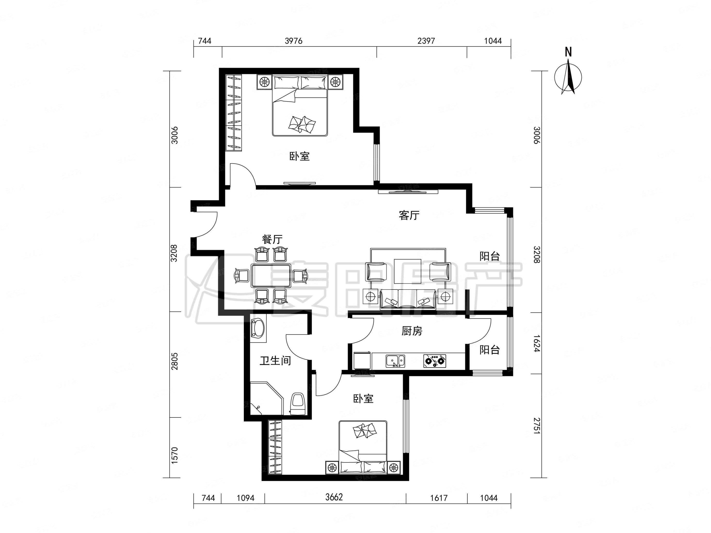 中信禧园南区(中信城三期)二手房,1450万,2室2厅,1卫,88平米-北京安居