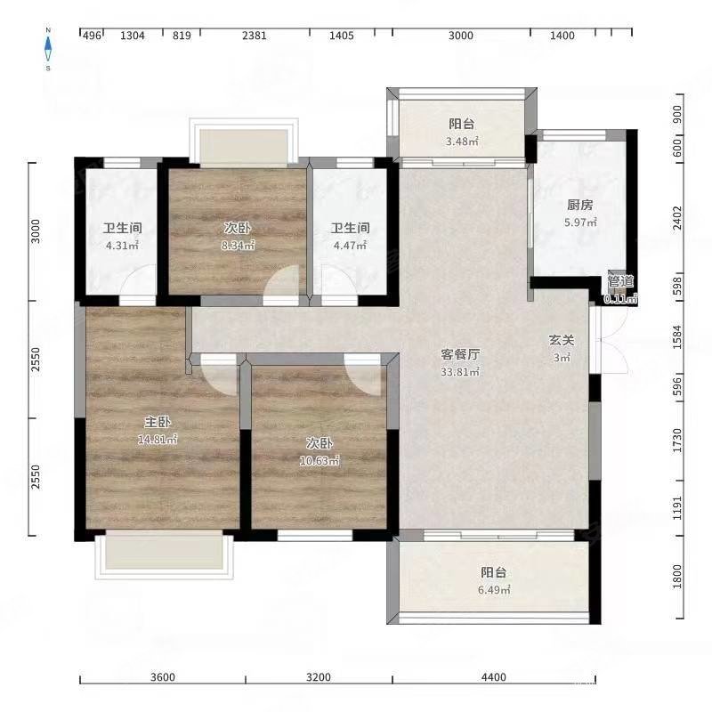 书香御景3室2厅2卫135㎡南北69.8万