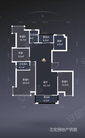 公园道1号4室2厅2卫141.7㎡南北125万