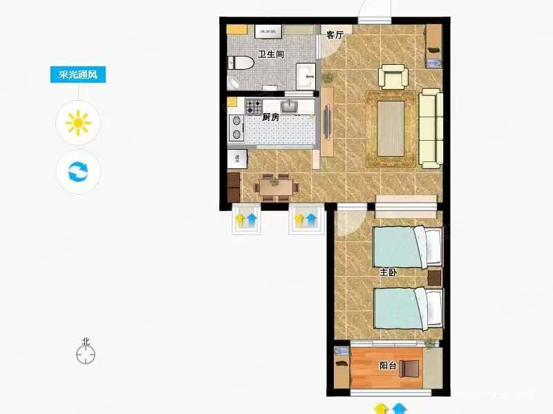 憩园小区1室1厅1卫50.97㎡南北5.5万