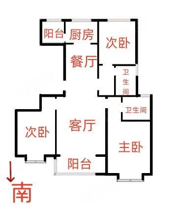 紫晶苑3室2厅2卫115㎡南北165万