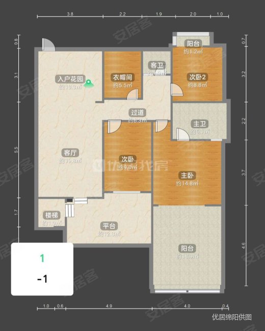 桐雀郡4室2厅2卫118㎡南北148万