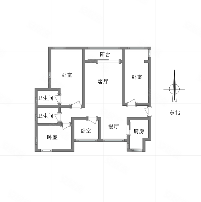 盈田金开里4室2厅2卫118㎡北170万