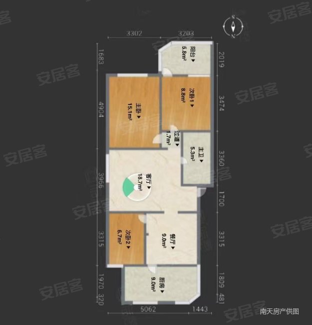 杉杉苑3室2厅1卫81.1㎡南168万